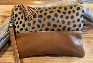 Large Moo Clutch Goat with Cow hide