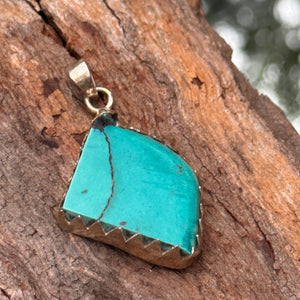 Raw polished Unique Turquoise pendant