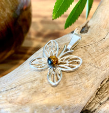 Mini Silver Amber Butterfly