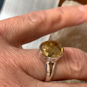 Faceted Citrine ring   Size 8