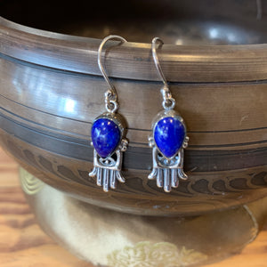Hamsa Lapis Lazuli earrings
