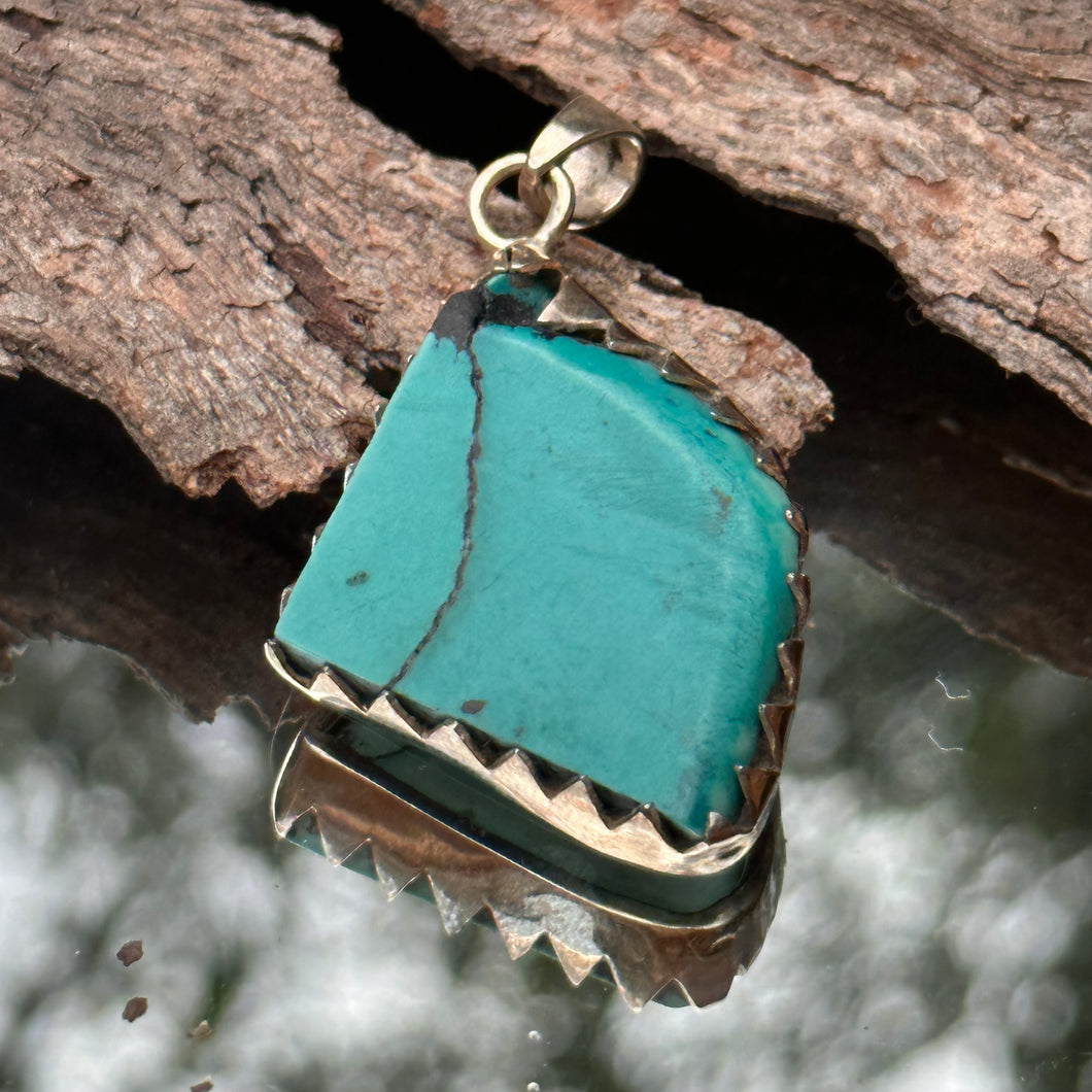 Raw polished Unique Turquoise pendant