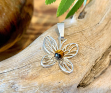 Mini Silver Amber Butterfly