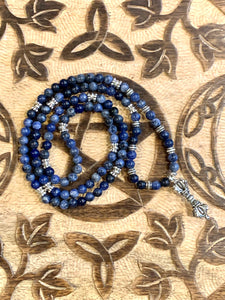 Blue lace agate and Sodalite beaded Bracelet necklace with Visvavaira charm
