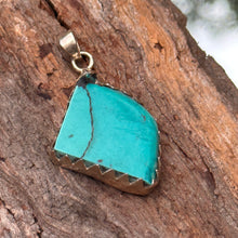 Raw polished Unique Turquoise pendant